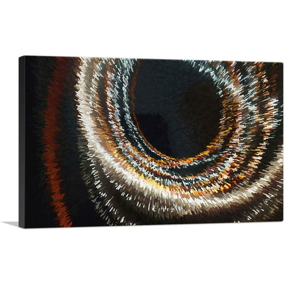 ARTCANVAS Maroon Tan and White Circles Modern Canvas Art Print - Size: 26" x 18" (0.75" Deep)
