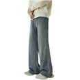 thumbnail image 2 of Dovford Mens Baggy Jeans Relaxed Solid Elastic Waist Distressed Cargo Denim Pants Trousers, 2 of 4