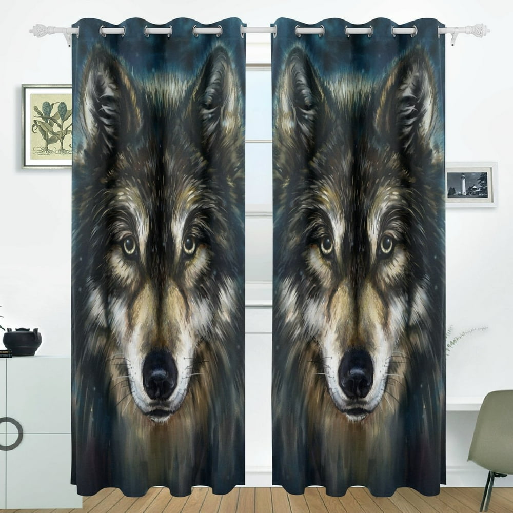 POPCreation Wolf Art Painting Window Curtain Blackout Curtains ...