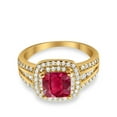 thumbnail image 4 of Halo Art Deco Ring Princess Cut Yellow Tone Ruby CZ 925 Sterling Silver Size 11, 4 of 7