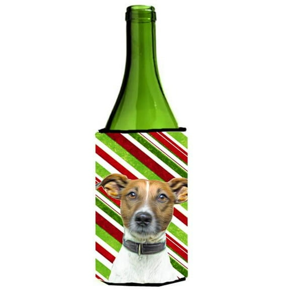 Candy Cane Holiday Christmas Jack Russell Terrier Wine bottle sleeve Hugger