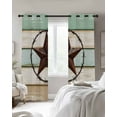 thumbnail image 2 of Blackout Curtains for Bedroom, Beige Sage Green Texas Star Room Darkening Window Drapes for Living Room, Vintage Stars Wooden Thermal Insulated Grommet Curtains, 42x45 inch, 2 Panels, 2 of 9