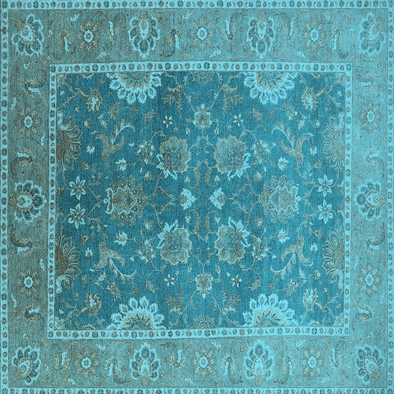 Ahgly Company Indoor Square Oriental Light Blue Industrial Area Rugs, 5' Square