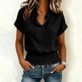 thumbnail image 5 of Ashirexll Womens Casual Tops V-Neck Short Sleeve Waist Cinching Top Casual Loose Summer Top for Spring Daily, 5 of 7
