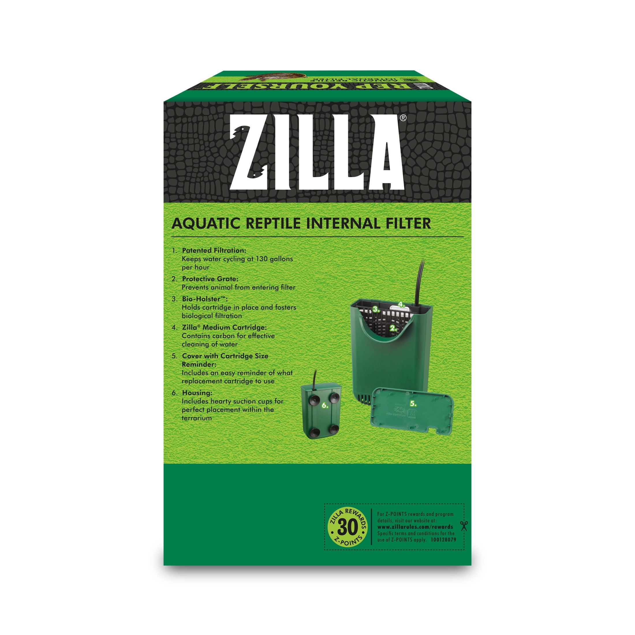 Zilla Aquatic Reptile Internal Filter Size 20 for up to 20 gallons