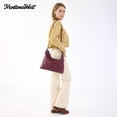 thumbnail image 3 of Montana West Hobo Bags for Women Ultra Soft Vegan Leather Ladies Crossbody Purse With Zipper, Burgundy, 3 of 7
