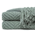 thumbnail image 3 of Chanasya Textured Knitted Super Soft Throw Blanket With Tassels Cozy Plush Lightweight Fluffy Woven Blanket for Bed Sofa Couch Living Bed Room Acrylic Beige Green Throw Blanket (50x65 Inches) Tan Sage, 3 of 5