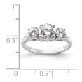 thumbnail image 6 of Auriga Fine Jewelry 925 Sterling Silver Rh-plated 3 Stone CZ Ring for Women Size 7, 6 of 6