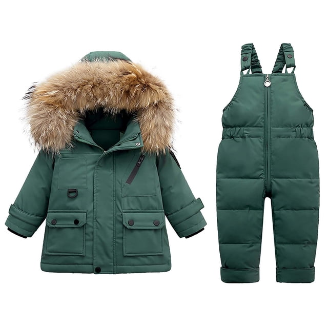 Birdeem Winter Baby Boys Girls Thickened Down Jacket Strap Pants Two-Piece Suit