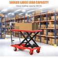thumbnail image 2 of Hydraulic Lift Table Cart 500 lbs Capacity 28.5 In Scissor Lift Platform with PU Wheels and Non-Slip Pad Manual Work Table for Material Handling Red, 2 of 7