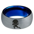 thumbnail image 2 of Tungsten Strong Bodybuilder Carrying Rock Band Ring 8mm Men Women Comfort Fit Blue Dome Brushed Gray Polished, 2 of 4