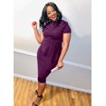 thumbnail image 4 of HSHDLDF Women Fashion Peplum Bodycon Short Sleeve Bow Club Ruffle Pencil Party Dress, 4 of 5