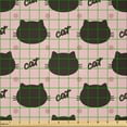 thumbnail image 2 of Ambesonne Cat Fabric by the Yard Microfiber, Head Silhouettes Dots Kitten, 2 Yards, Seal Brown Coral, 2 of 2