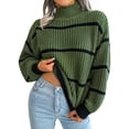 thumbnail image 1 of ZAXARRA Pull Col Roulé Ample pour Femmes Manches Longues Rayé Printemps Automne Mode Urbaine, 1 of 7