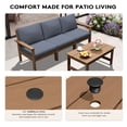 thumbnail image 4 of KINGYES 4 Piece HDPE Patio Furniture Set, All Weather Outdoor Modular Sectional Sofa Set, Patio Conversation Set for Backyard, Deck, Poolside, Brown Frame with Grey Cushions, 4 of 5