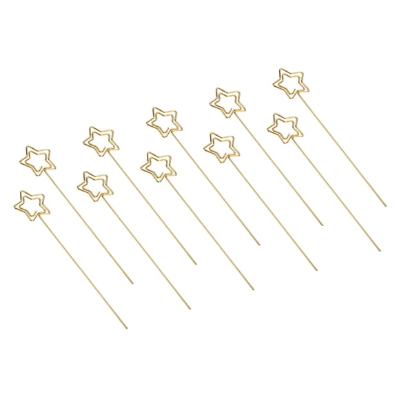 Uxcell 4.7 Inch Metal Wire Place Card Holder, 20 Pack Photo Picture Floral Picks Star Shape Clips DIY, Gold Tone