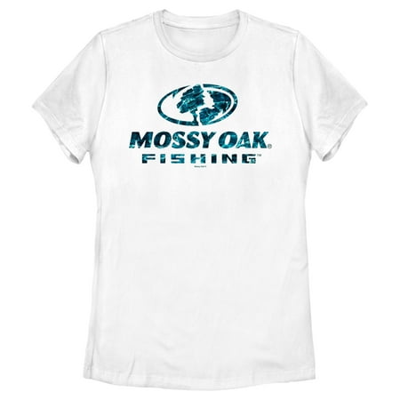 Women s Mossy Oak Blue Water Fishing Logo Graphic Tee White 2X Large