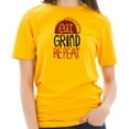 thumbnail image 3 of Big Size Eat Grind Repeat Phrase Graphic Design Short Sleeve Cotton Jersey T-Shirt - Taxi Gold 2XL, 3 of 4