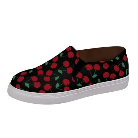 QYZEU Women Flats Women Shoes Casual Ladies  Fashionable Flat Cherry Shoes and Sports Shoes Girls Dress Casual Shoes Walking Lightweight Shoes Black 37