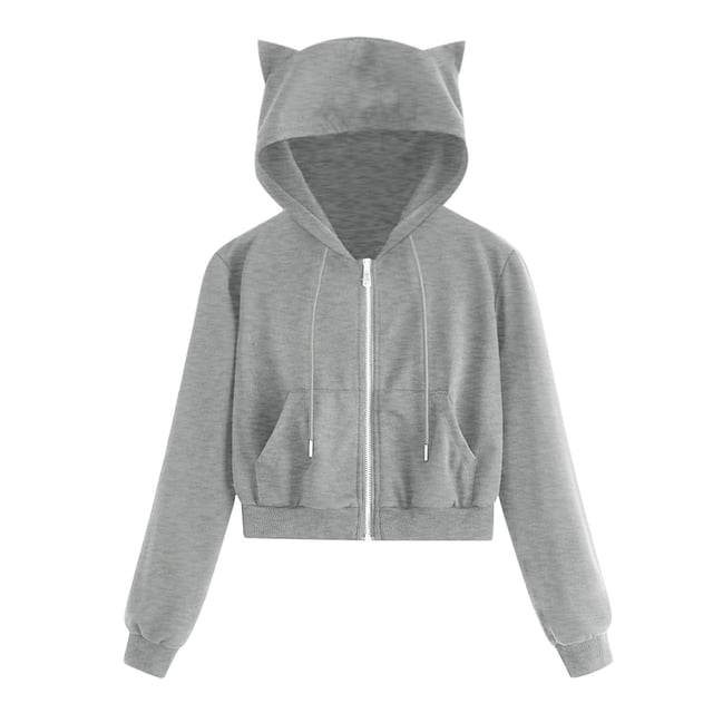 Timegard Zip up Hoodies for Women Plus Size Cropped Sweatshirt Fall Cute Jackets Coats with Pockets