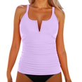 thumbnail image 1 of DGMIOCS Women's Ruched High Waisted Bikini Tankini Set Purple XXL, 1 of 6