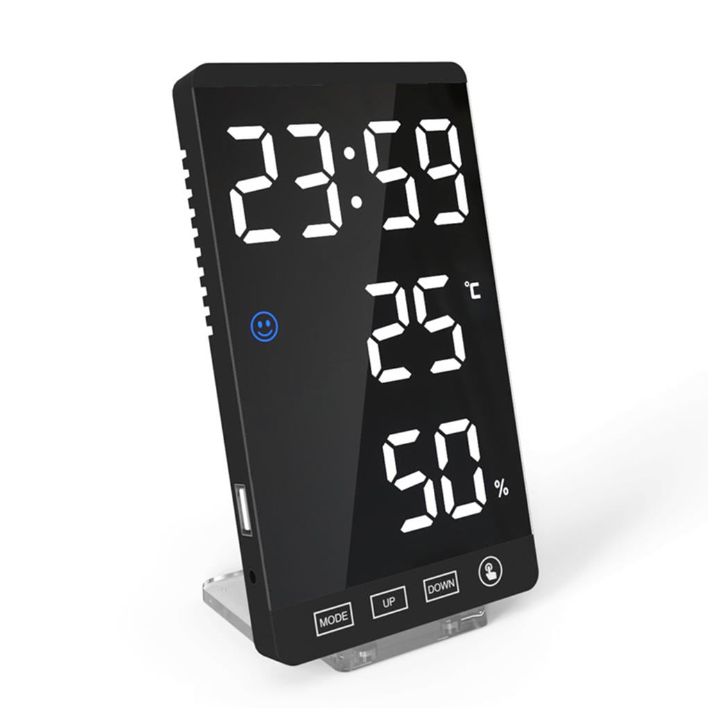Digital Alarm Clocks Travel Clock LED Mirror Touch Button Clock ...