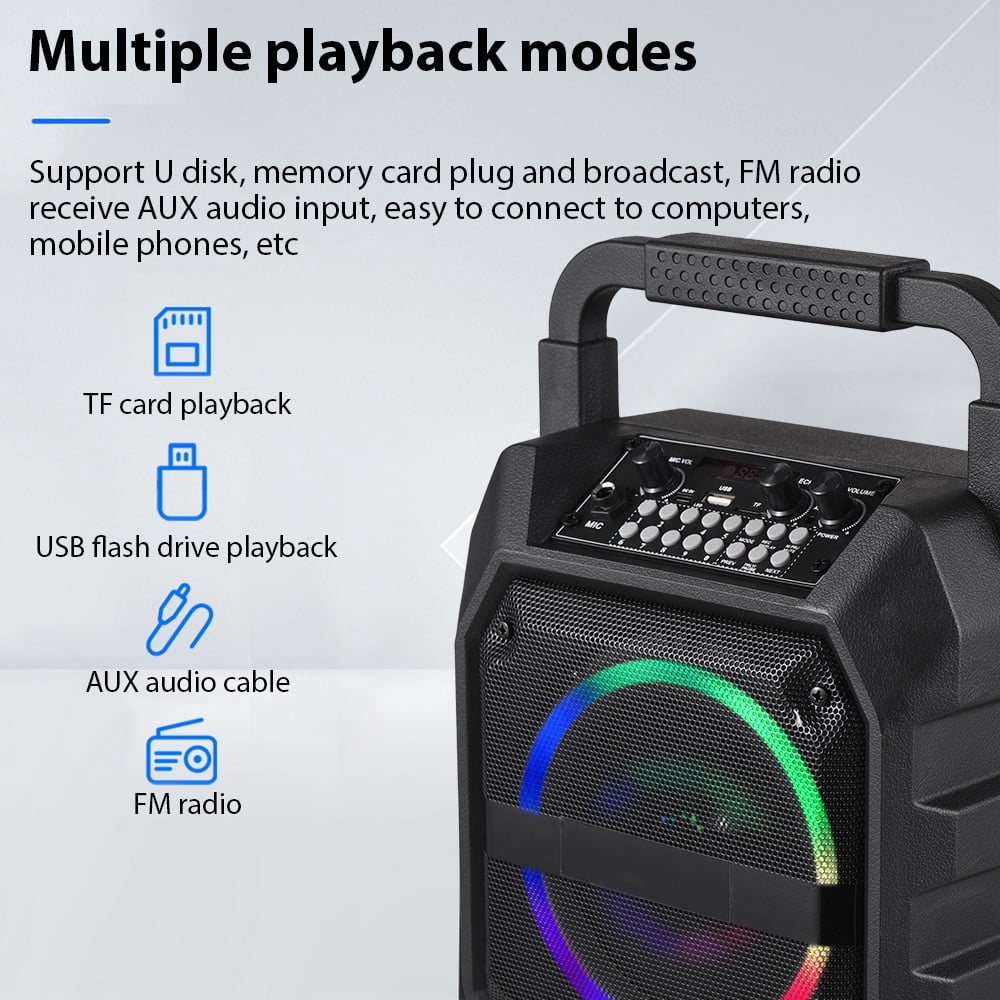 Eccomum Karaoke Machine with 2 Wireless Microphones, Portable Home Speaker System for Adults with RGB Lights for Party