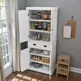 thumbnail image 5 of GZXS Modern White Pantry Cabinet with Drawer, Floor Standing Storage Cabinet with Adjustable Shelves for Living Room, Kitchen, Bathroom, Hallway, 29.92"L x 15.75"W x 71.65"H, 5 of 10