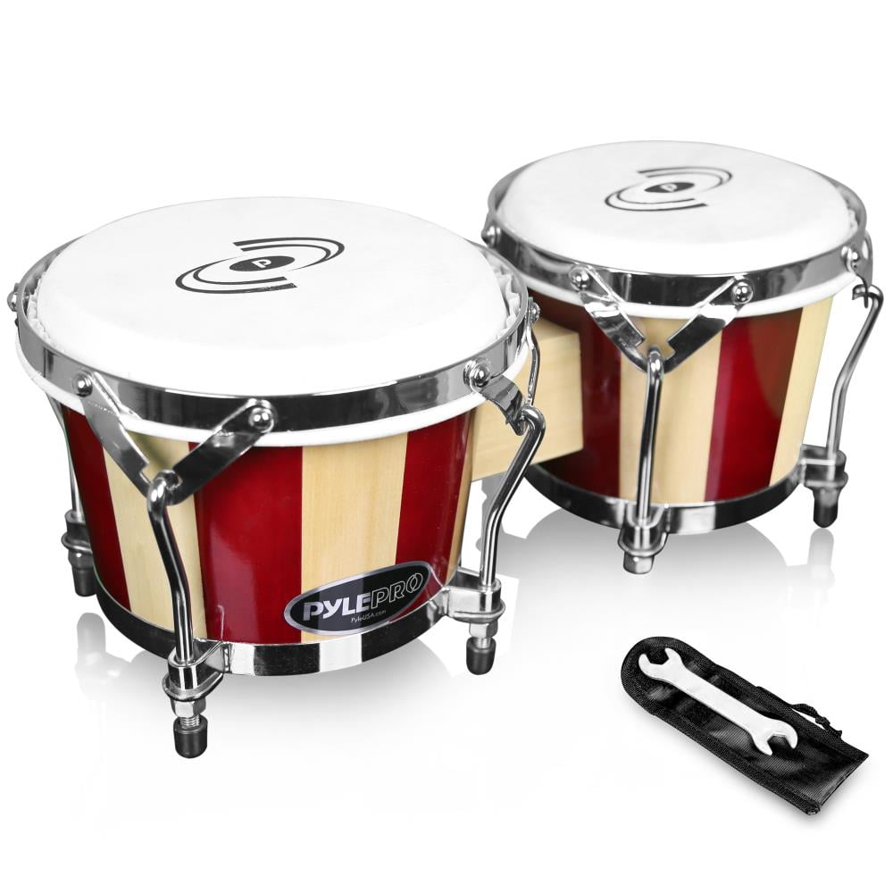 pyle-pbnd10-hand-crafted-wooden-bongo-drums-walmart