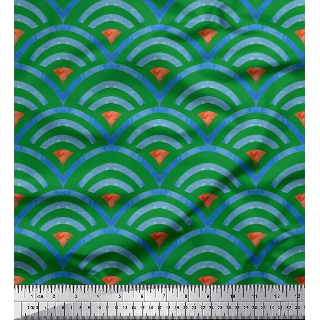 Soimoi Cotton Poplin Fabric Scales Geometric Print Fabric by Yard 56 Inch Wide