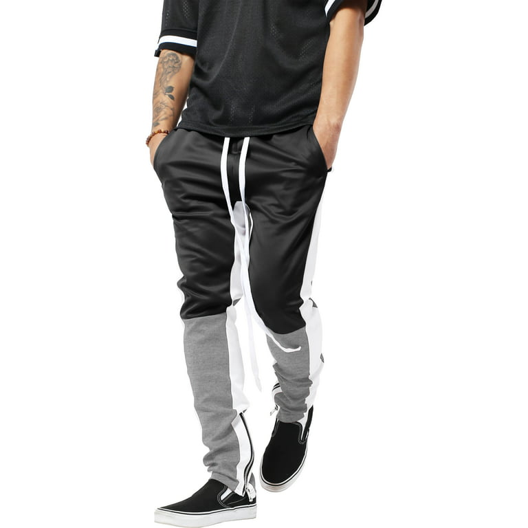 Men Black Stripe Slim Fit Casual Track Pants
