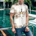 thumbnail image 6 of Zufioo Western Desert Cowboys Print Men's Baseball Short Sleeve, Moisture Wicking Button-Down Hip Hop Tee-Medium, 6 of 7