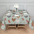 thumbnail image 3 of Hen and Rose Green Pattern Square Tablecloth, Waterproof Wipeable Spillproof Washable Table Cover for Home Kitchen Party and Daily Decor 60"x60", 3 of 6