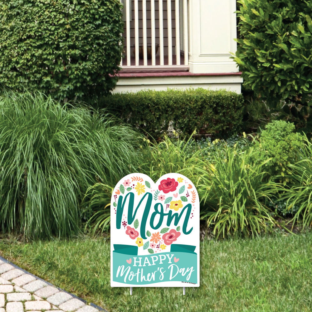 Colorful Floral Happy Mother's Day Outdoor Lawn Sign We Love Mom