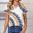 thumbnail image 6 of BOMYJESK Women Tops Short Sleeve V Neck Tee Shirts Dressy Casual Western Ethnic Style Basic Blouses 2026 Spring Fashion Beach Vacation Loose Fit Clothes Blue M, 6 of 7