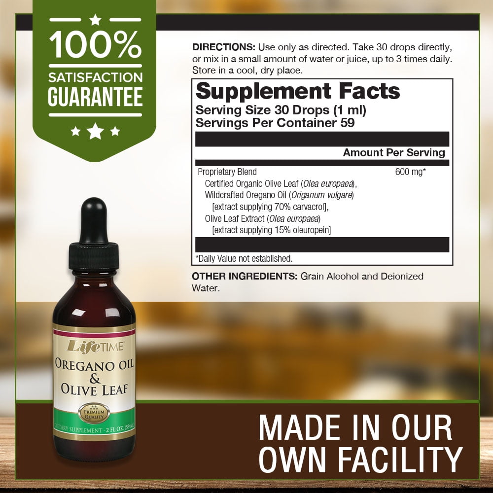 LifeTime Herbal Support Oregano Oil & Olive Leaf 2 oz Liquid