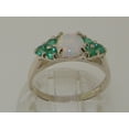 thumbnail image 3 of LBG British Made 10k White Gold Natural Opal & Emerald Womens Cluster Ring, 3 of 6