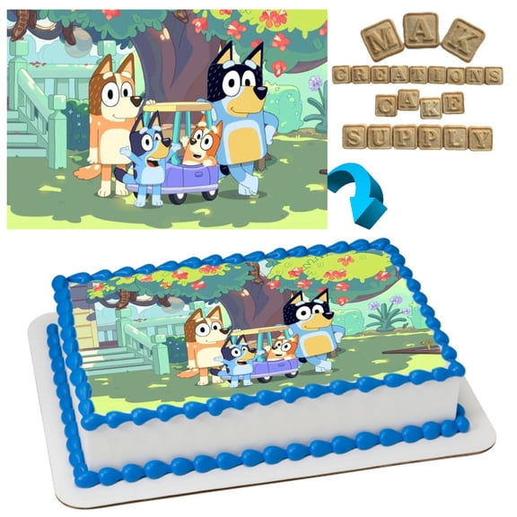 Bluey 1/4 Sheet Edible Cake Topper, Bluey Party