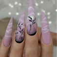 thumbnail image 5 of FCOGIN Long Stiletto, 24 Pieces, Purple, Black, Plants, Moon, Acrylic False Nail, Press on Nail, 5 of 6