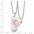 thumbnail image 5 of Stainless Steel Polished Rose Ip-Plated With Cz 22In Necklace Set (22 X 24) Made In China srn595-22, 5 of 5
