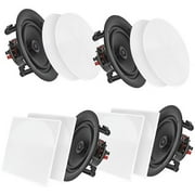 Home 6.5 in. Bluetooth Ceiling or Wall Flush Mount Home Speaker Kit - Pack of 4