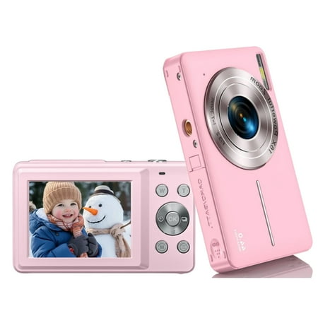 Digital Camera 1080P Kids Camera 44MP Wonderful Digital Camera with 32GB SD Card 16X Zoom 2 Batteries Lanyard Compact Camera for Everyone，A good traveler s helper to record good memories-Pink