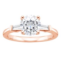 Arista 1.00 ct Round Swarovski Diamonds Women's Engagement Ring in Pink Plated Sterling Silver