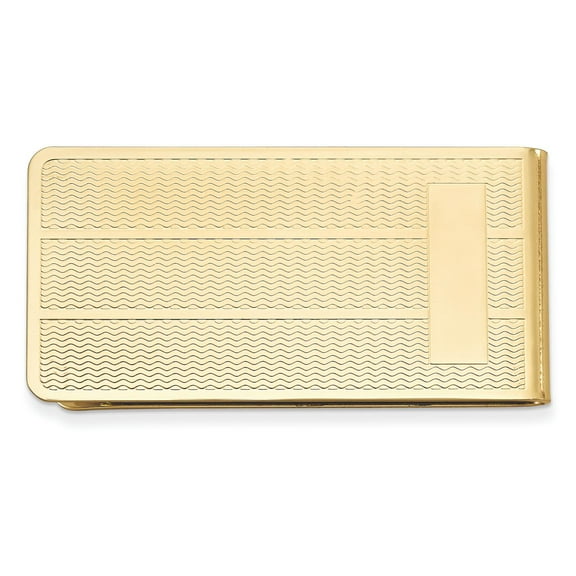 Gold-tone Textured Pattern Money Clip with Engraving Area QGM2704