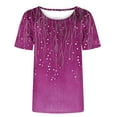 thumbnail image 4 of TKLPEHG Womens Dressy Tops Short Sleeve T Shirts Crew Neck Comfy Casual Loose Fashion Print Graphic Tee Summer Fashion Outfits (Hot Pink,S), 4 of 4