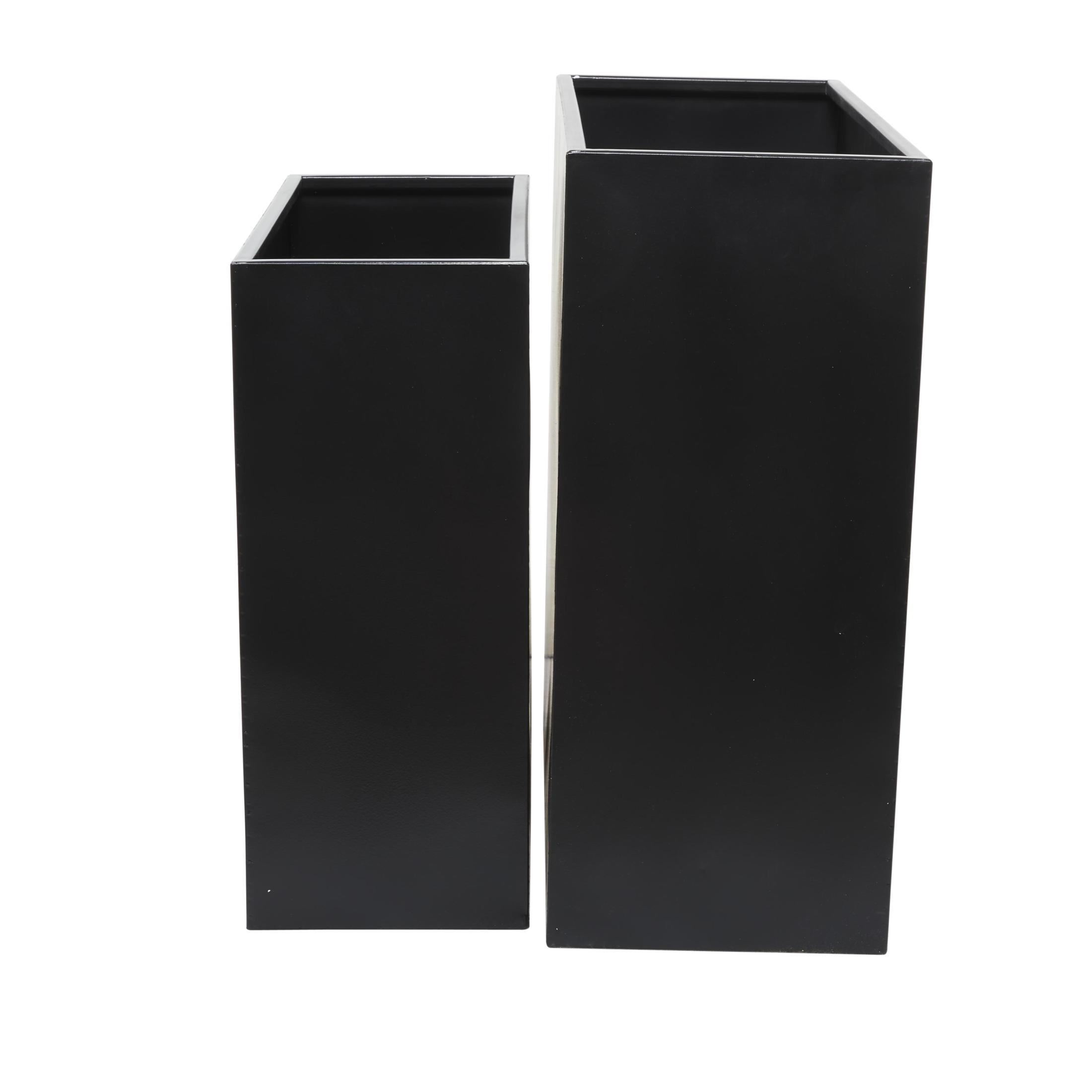 DecMode 28", 24"H Black Metal Planter (2 Count)