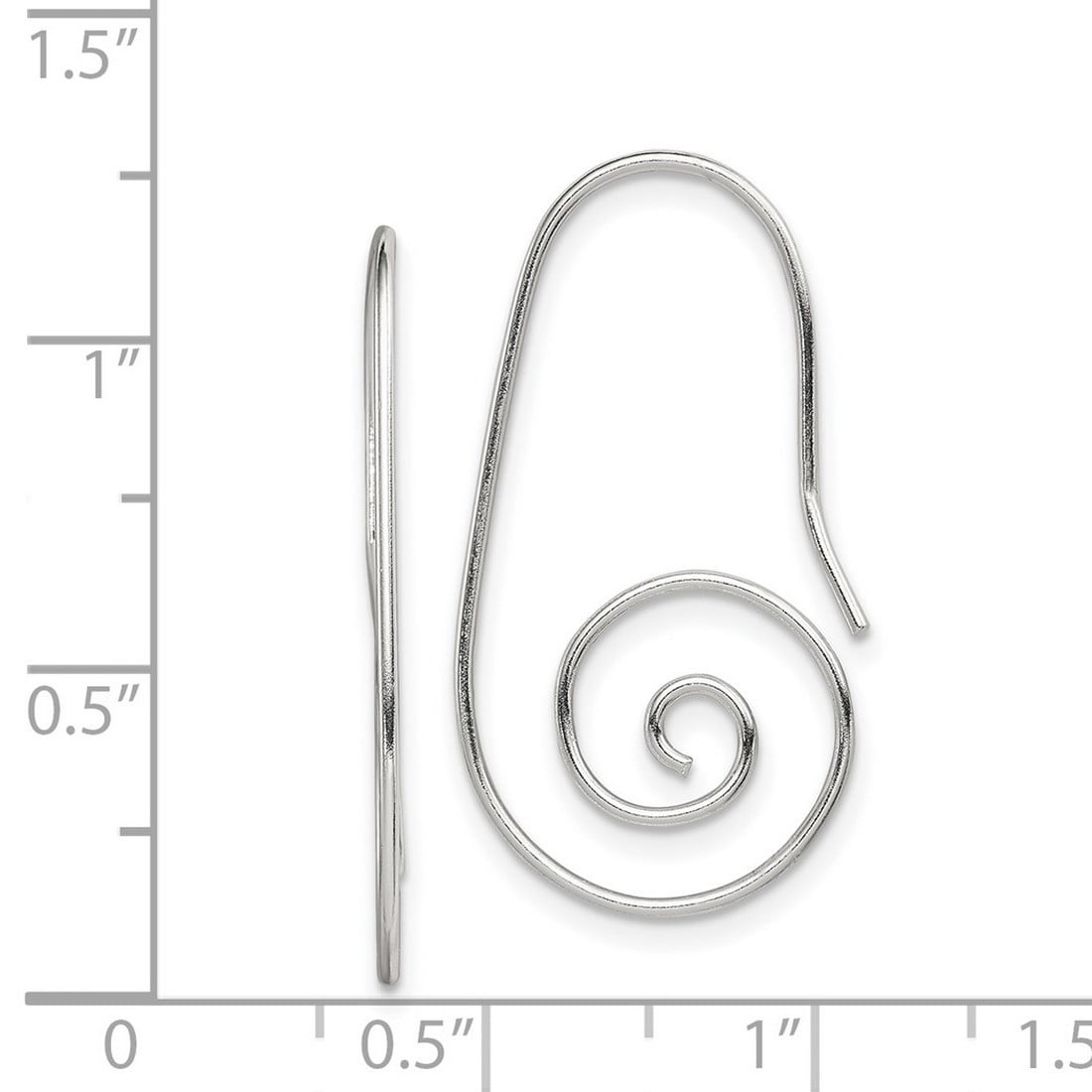 925 Sterling Silver Polished Hook Swirl Earrings 31x16mm Wide Dangle Earring for Women - .8 Grams