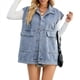 thumbnail image 2 of Chaqueta Vaquera Sin Mangas de Gran Tamaño para Mujer, Chaleco con Botones, Top de Verano, Vaqueros, Chalecos, Tops Azul XXL, 2 of 10