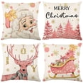 thumbnail image 1 of Fundas de Almohada TANGJMXG 4 Piezas Navideñas Rosas 18 x 18 Pulgadas, 1 of 5