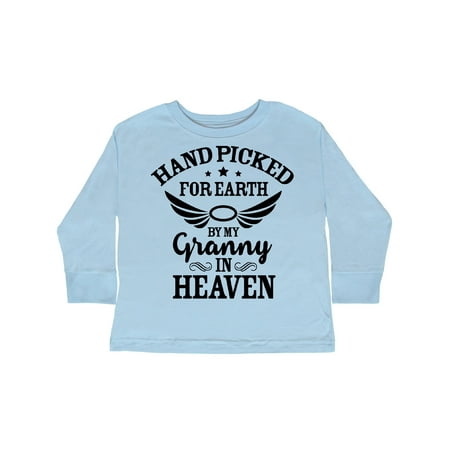 

Inktastic Handpicked for Earth By My Granny in Heaven with Angel Wings Gift Toddler Boy or Toddler Girl Long Sleeve T-Shirt